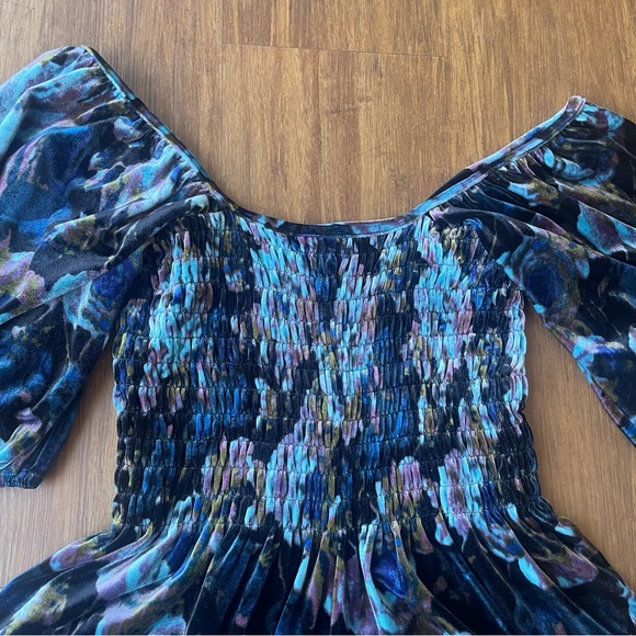 Urban Outfitters Romper Womens Small Velvet Patsy Smoke Black Blue Whimsy Goth - Picture 4 of 13